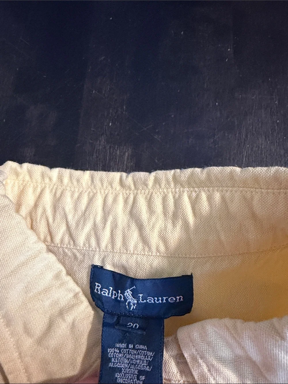 Ralph Lauren Butter Yellow Cotton Button Down Shirt Size 20 Preppy Classic